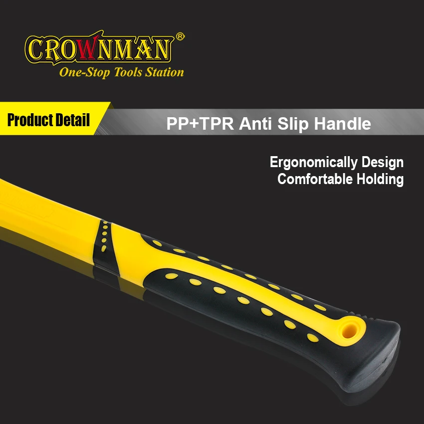 CROWNMAN OEM 8/16oz Heavy Duty Fiberglass Handle Claw Hammer with Non-Slip TPR Grip for Construction & Framing