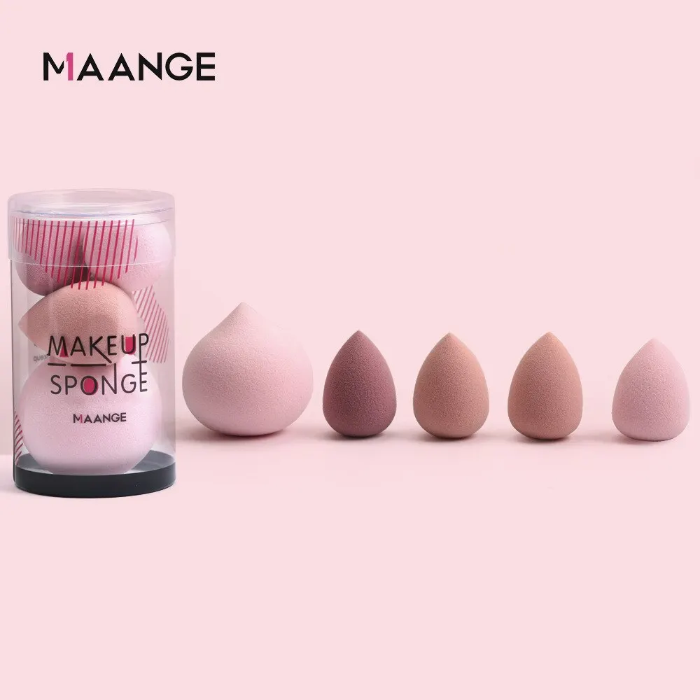 Maange 5 PCs Mini Cosmetic Egg Wet and Dry Dual Use Foam Large Powder Puff Makeup Tools