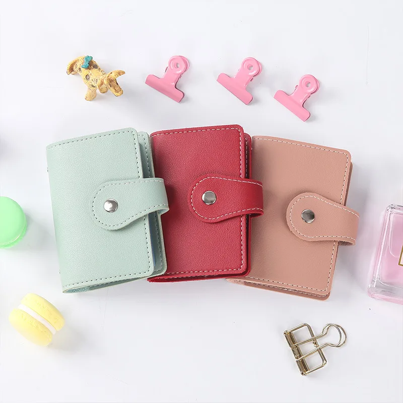 

Credit Card Holder for Women PU Leather Wallet Fashion Cute Cards Holder Candy Color Korean Wallet for Card Holder 26 Card Slots