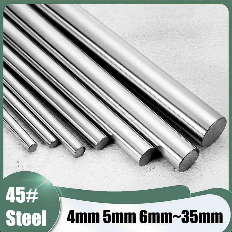 1Pc 45# Steel Chrome Plated Shaft Diameter 4mm 5mm 6mm 7mm 8mm~35mm Linear Shaft Metric Round Rod Ground Rod 100mm~500mm Long