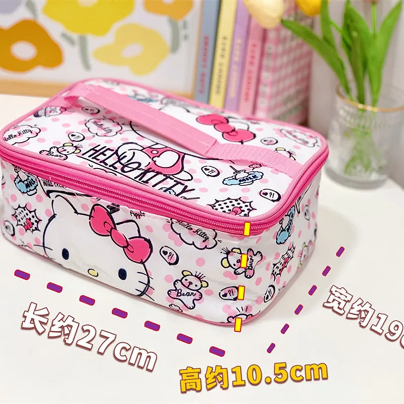 Kawaii Sanrio Lunch Bag Anime Cinnamoroll Kuromi My Melody Lunch Bag Cute Picnic Thermal Breakfast Box Girl Convenient Lunch Box