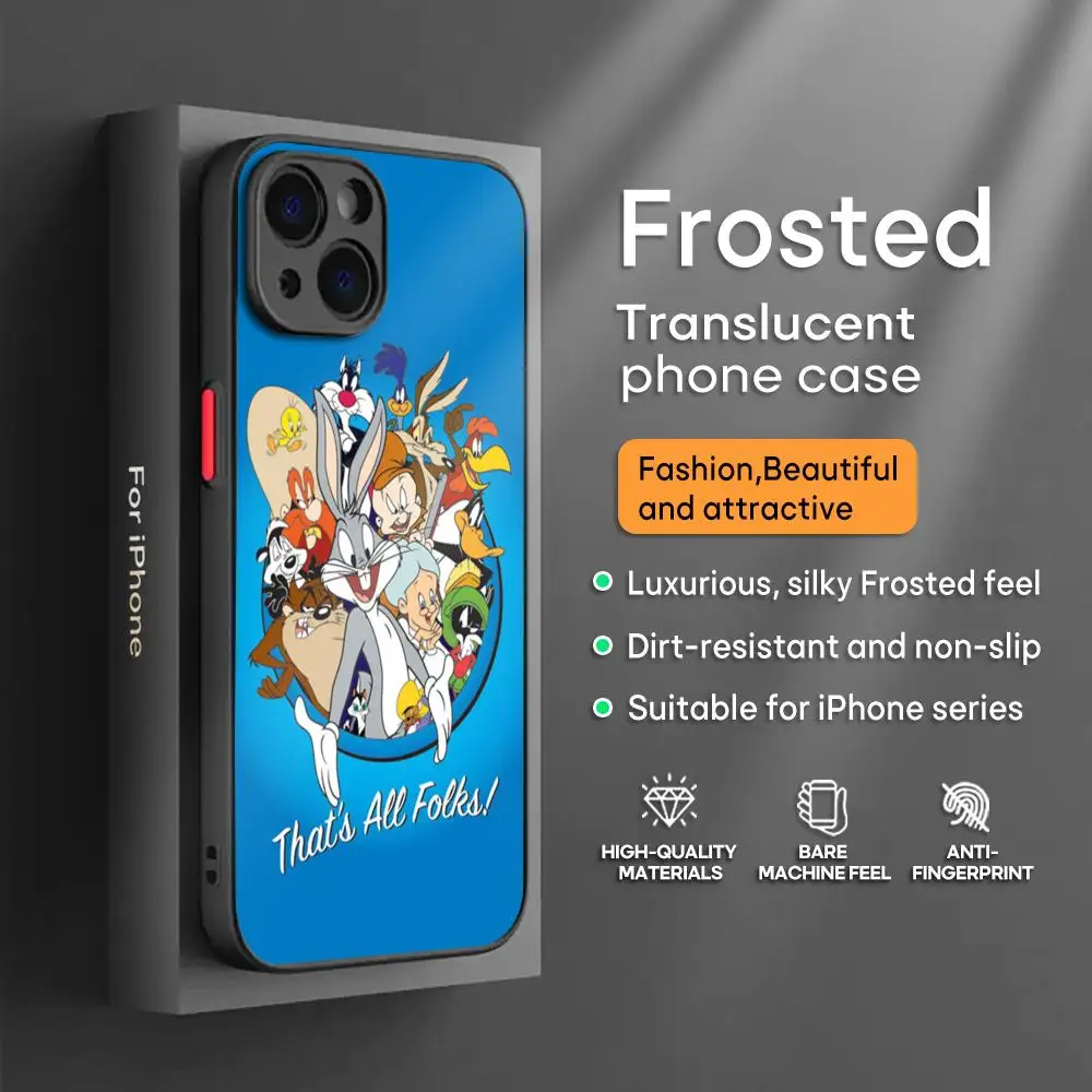 Cartoon R-Rabbit D-DucK humor Phone Case For iPhone16 15 14 13 12 11 XS XR Plus Mini Pro Max Drop-proof Frosted Translucent