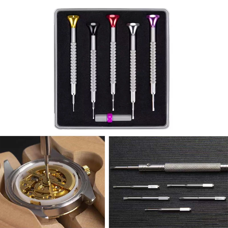 5 PCS/Set Flat Straight Head Screwdriver Stainless Steel Precise Screwdriver Watch Jewelry Repair Tool For Watchmaker Jeweler
