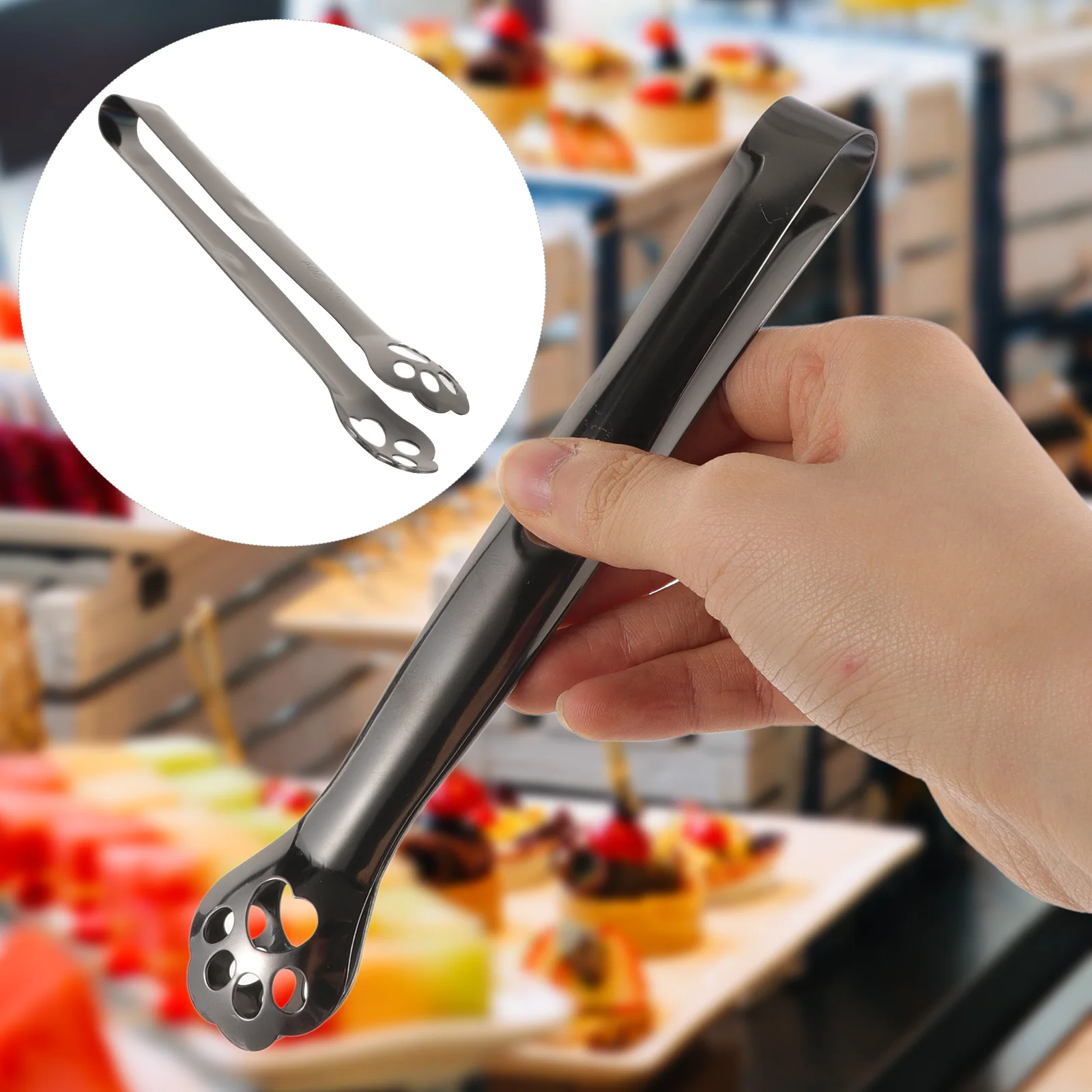 

1pcs Stainless Steel Bread Tongs Cooking Food Serving Clips Thickened Durable Kitchen Utensils for BBQ Buffet Dessert Noodles