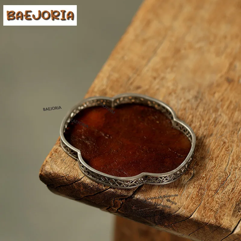 BAEJORIA Ancient Tin Rock Crabapple Coasters Creative Hot Pad For Coffee Cups Saucer Heat Insulation Placemats Cup Holder Cafes