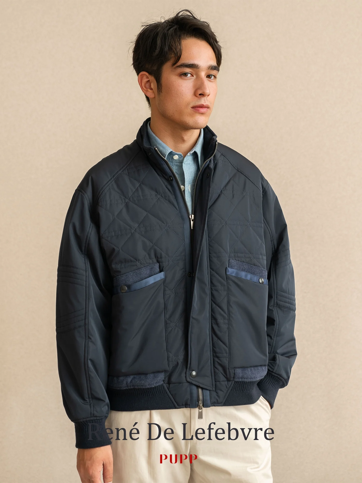 

Мужская легкая утепленная куртка PUPP свободного кроя с воротником-стойкой, теплая хлопковая верхняя одежда, модный городской стиль, полиэстер