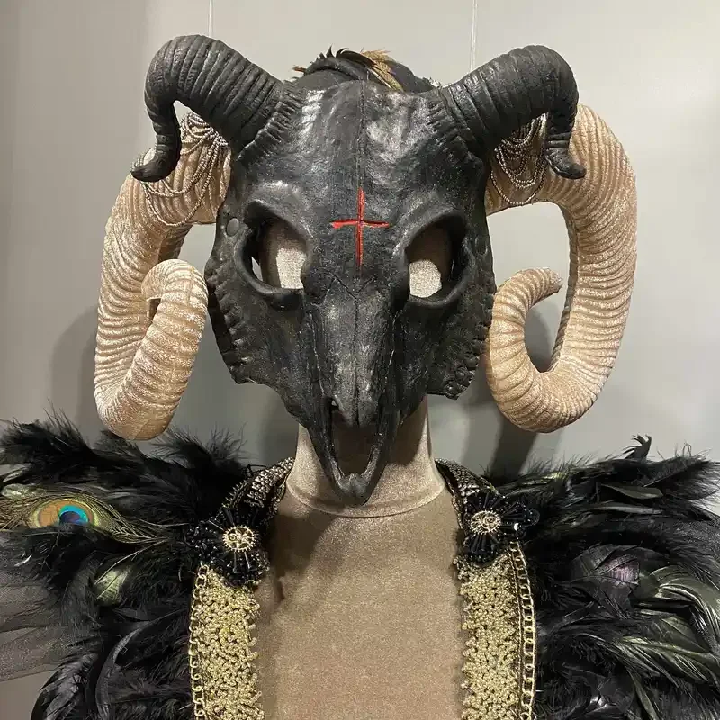 

FC6Dark Cyber Punk Exaggerated Headdress Cospaly Horns Mask Shooting A Show For Women Men Party Devil Horn Animal Mask Anim@FC8！