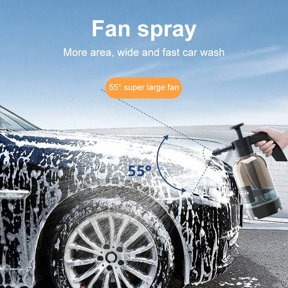 2L Hand Pump Wash Spray Bottle Car Foam Wash Sprayer Car High Pressure Spray Washer with Double Nozzle Home Auto Window Cleaning