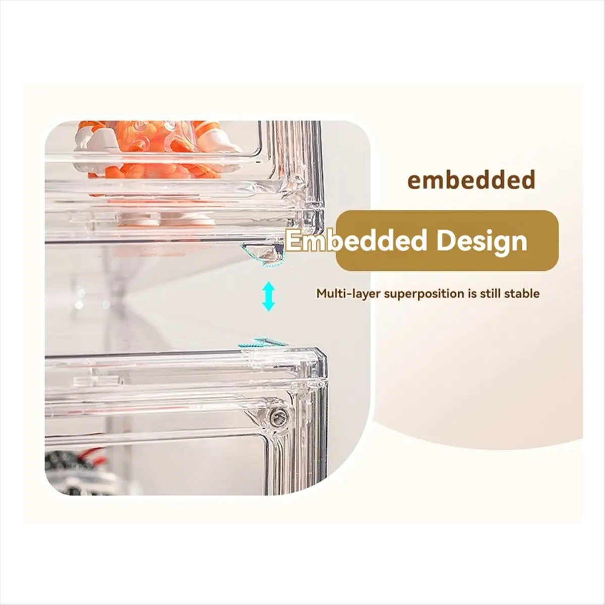 A78I Clear Acrylic Display Case 3 Tier Display Shelf, Stackable Protection Showcase with Magnetic Door for