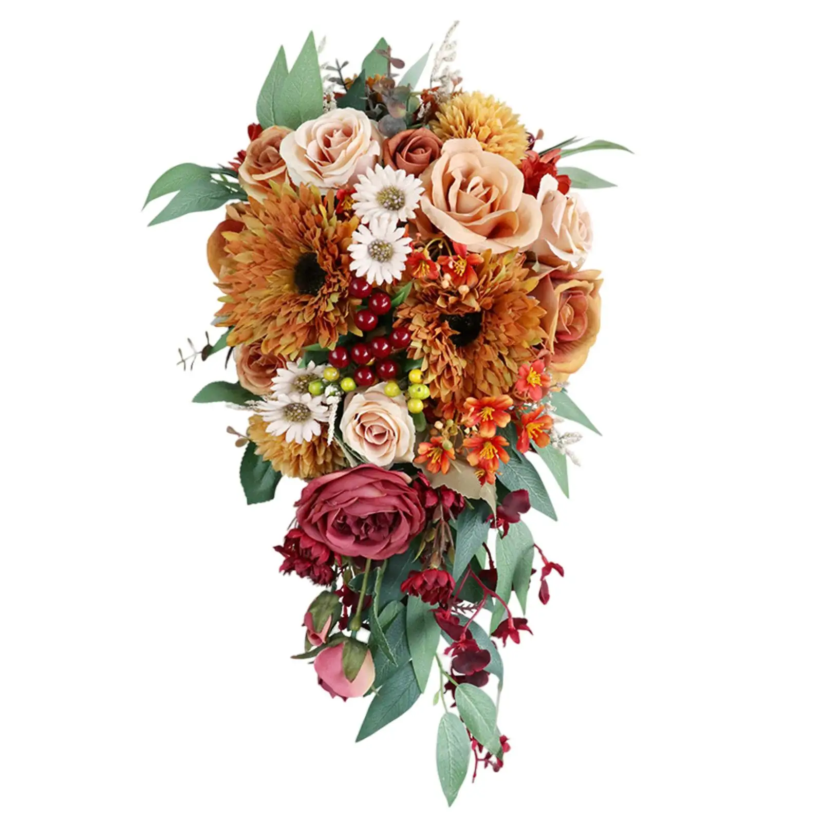 Artificial Flower Bridal Bouquet Waterfall Style for Bride Wedding Decoration Romantic Photoshoot Prop