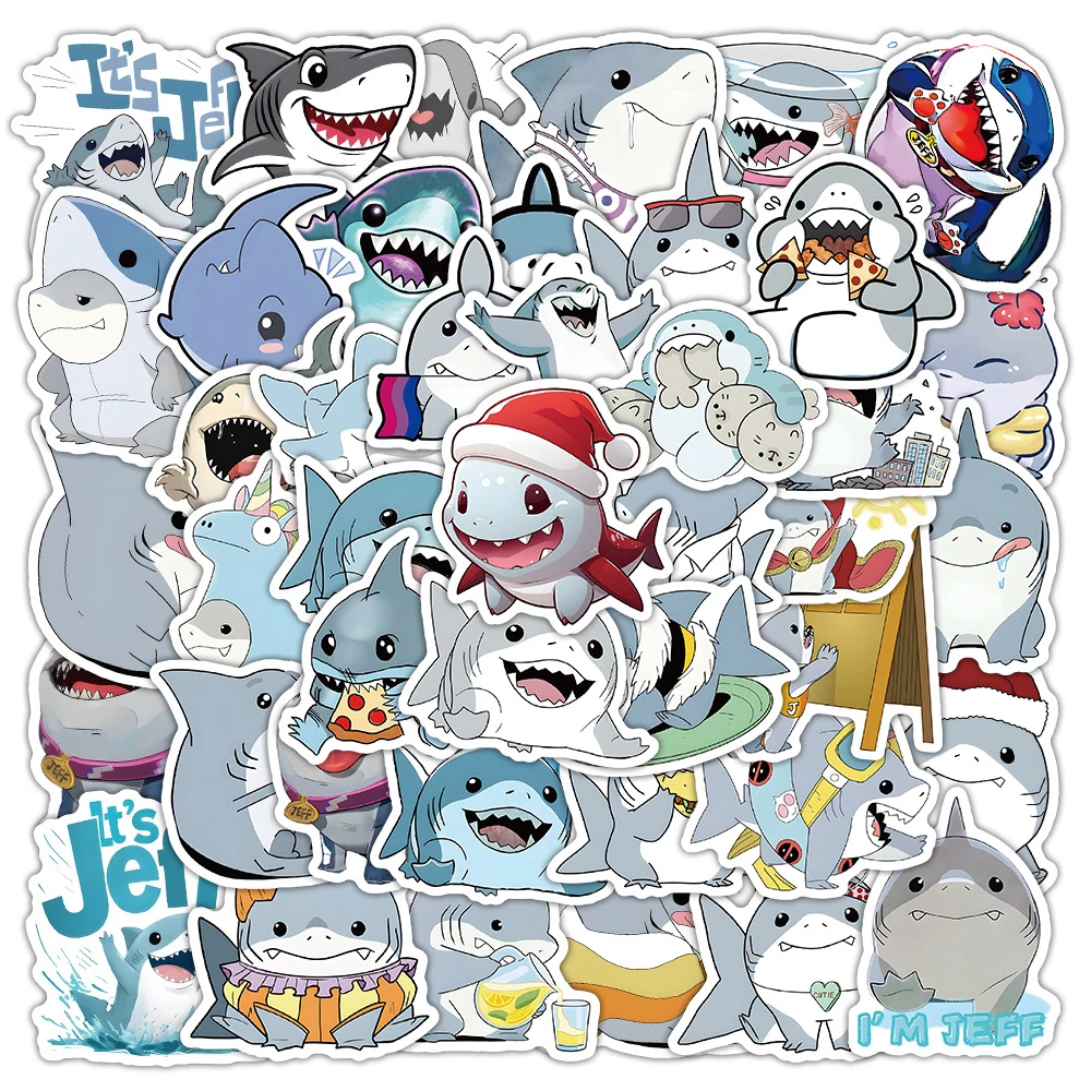 

10/30/54pcs Cute Jeff The Lurker Shark Cartoon Stickers West Coast Avengers Sticker Skateboard Laptop Phone Decals for Kids Toy