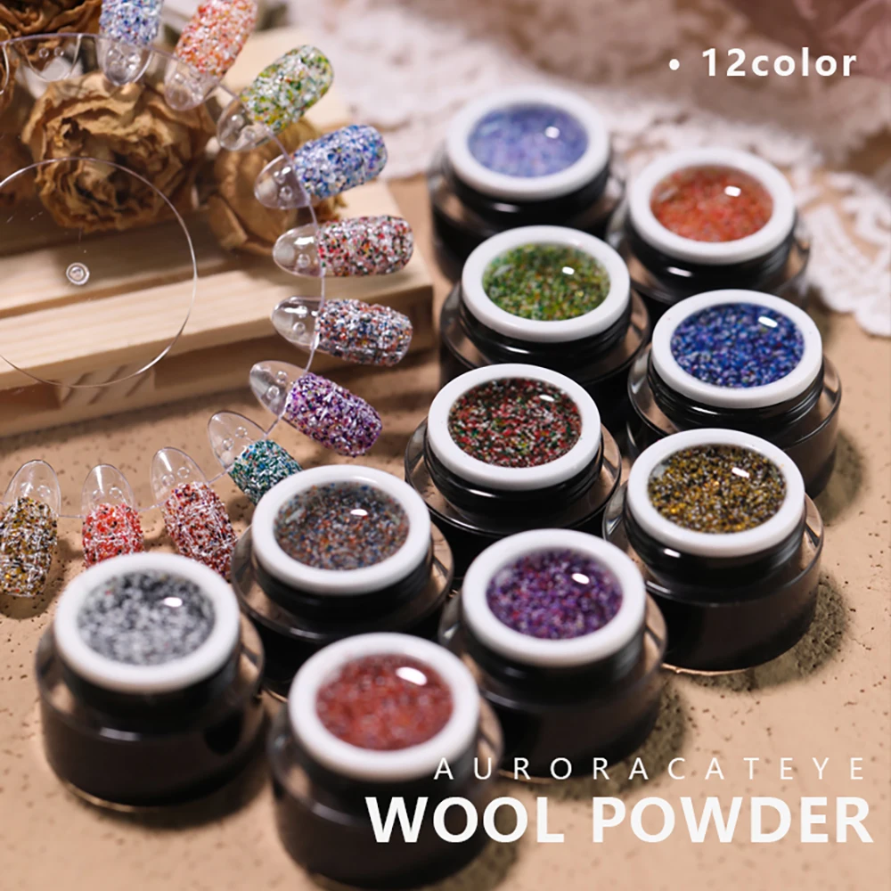 Vendeeni 12 Kolorów Lakier Żelowy do Paznokci z Efektem Wełny, Efekt Ziarnistości, UV LED, Soak Off, Lakier Żelowy, Wełniana Krata, Lakier do Paznokci Żelowych