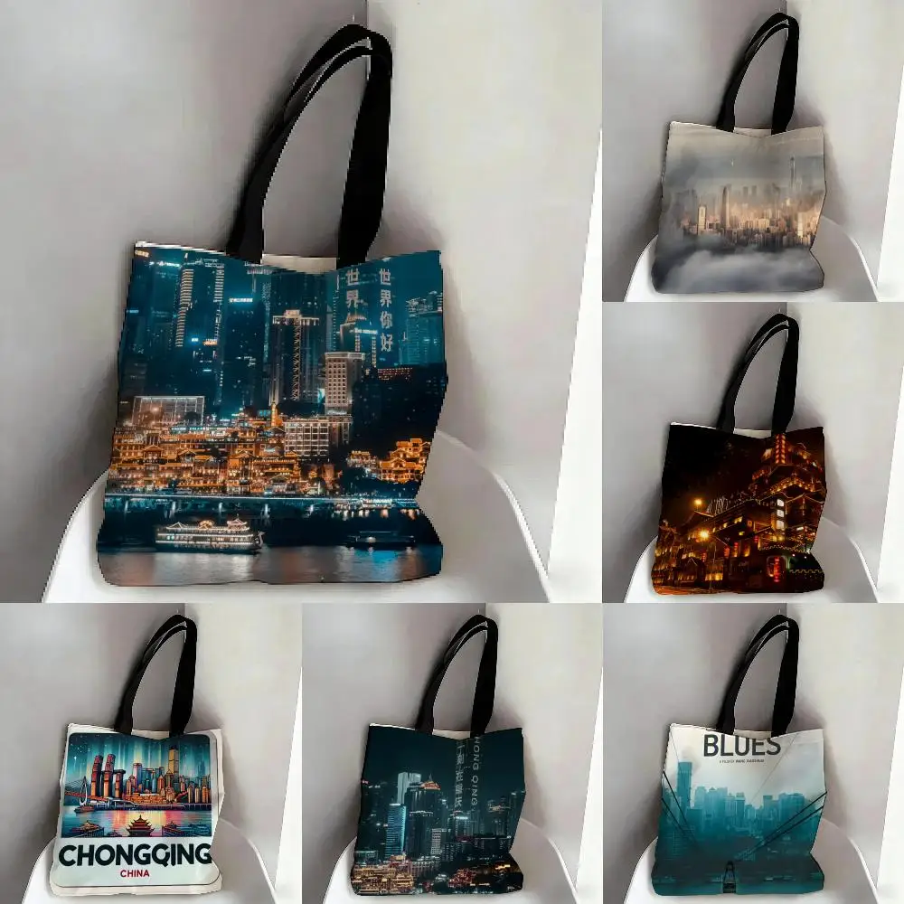 Chongqing a world-renowned cyberpunk city 3 Large Capacity Tote Bag Beautiful Decoration Stylish Shoulder Bag for Women