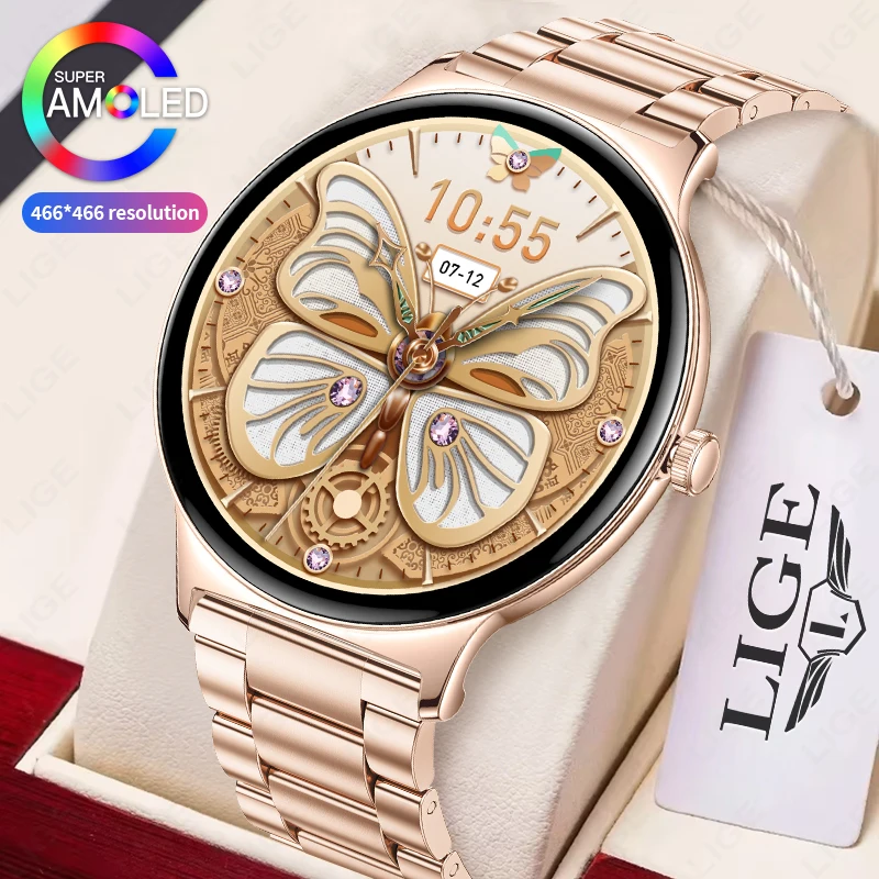 For Huawei Ultra Thin Smart Watch Women Sports Fitness Waterproof AMOLED Screen Always Show Time Call Reminder Smartwatch Ladies