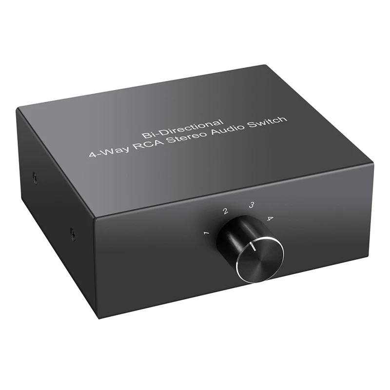 4 Way Bi-Directional RCA Stereo Audio Switch 1 In 4 Out Or 4 In 1 Out L/R Jack Sound Channel RCA Audio Switcher Selector