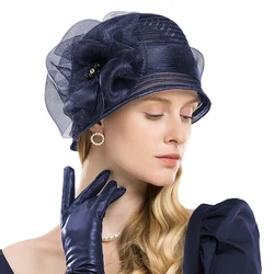 Cappelli bianchi FS per donna cappello Fedora a tesa larga spiaggia elegante Organza fiore donna nero Floppy cappellini da sole Chapeau Femme