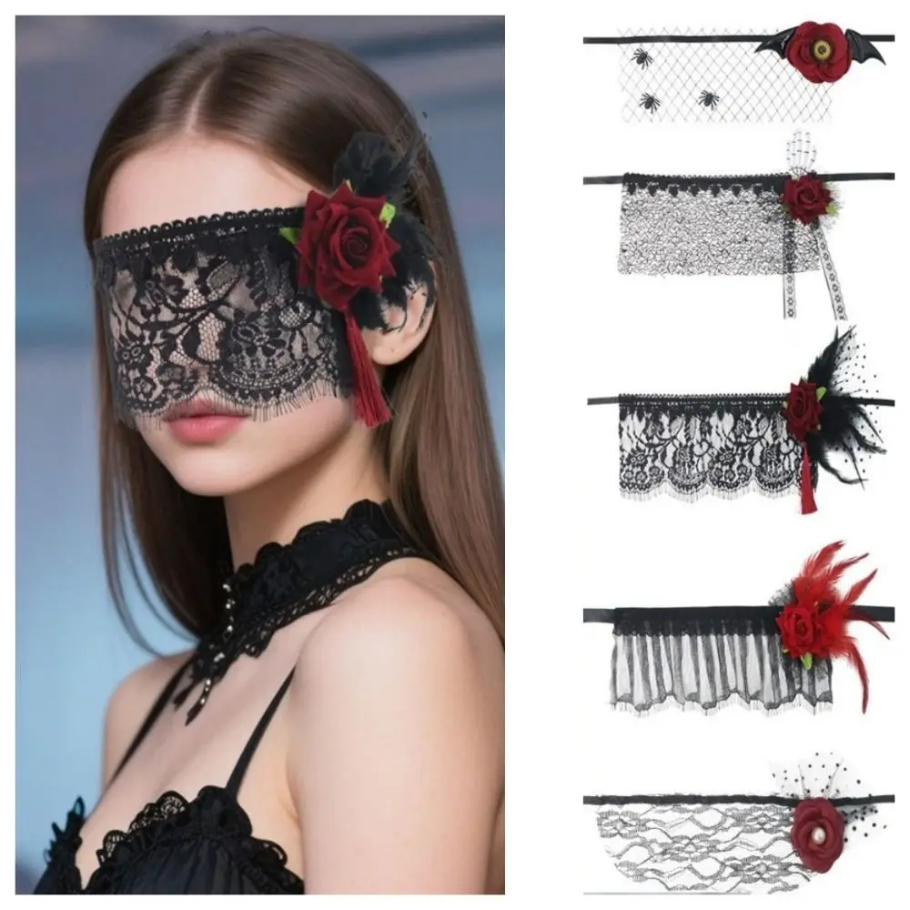 Funny Flower Half-Face Lace Mask spider Hollow Masquerade Mask Fancy Prom Cosplay Feather Mask Princess