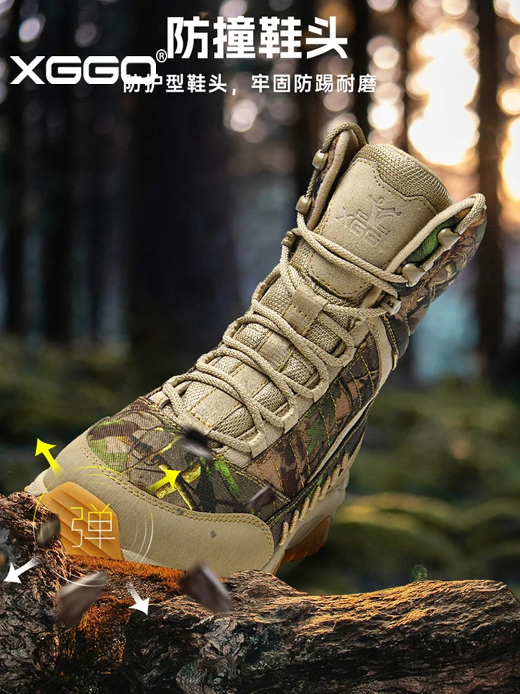 XIANG GUAN Cow Leather hiking shoes Men waterproof hunting boots Tactical shoes Desert Boots Women Ankle sneakers trekking boots