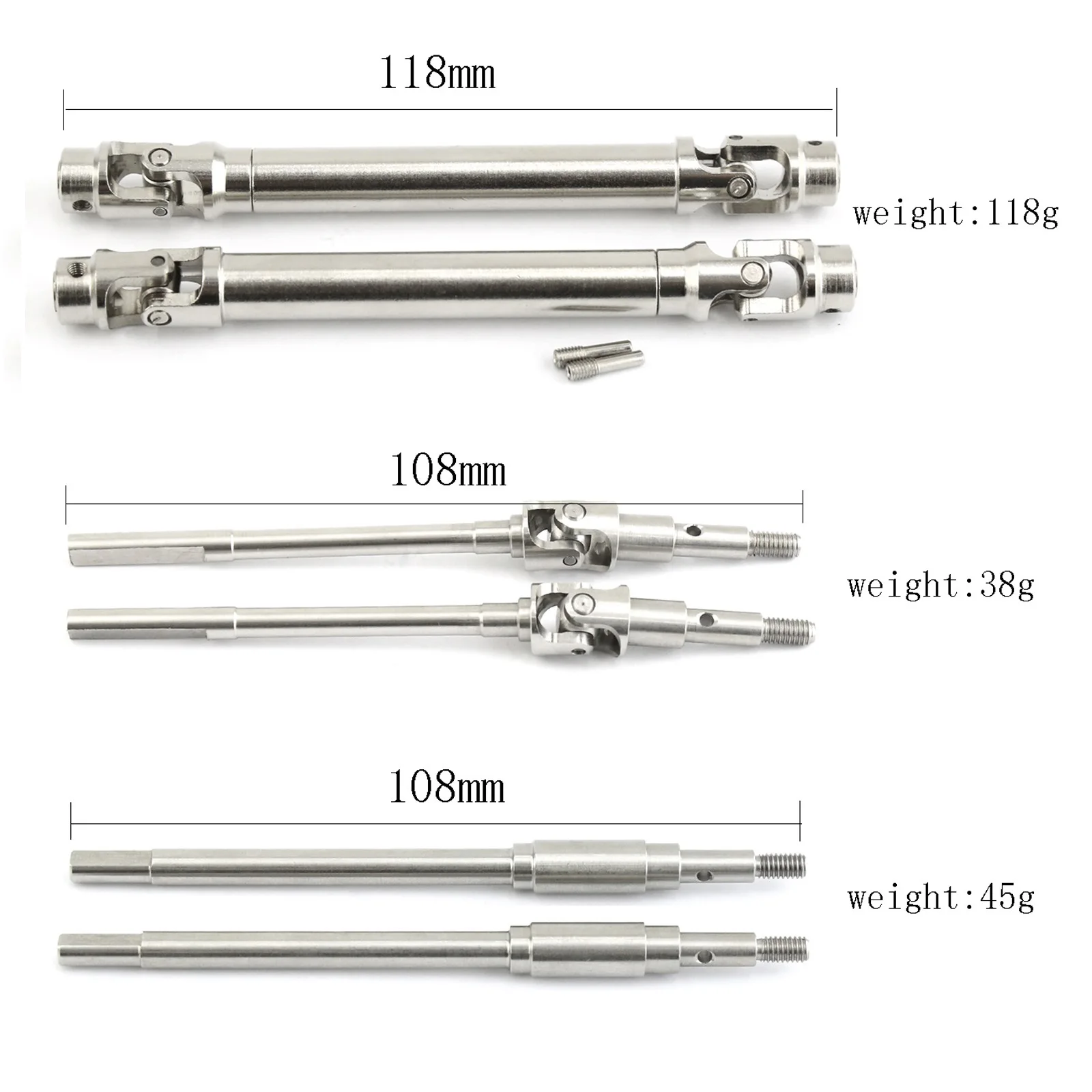 Metal Front Rear Axle Drive Shaft CVD Steering Rod for 1/10 FMS Mashigan RocHobby Atlas RC Car Upgrade Parts