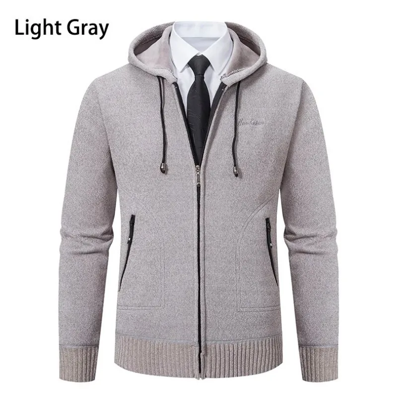 

Hooded Sweater Men's Sweater Autumn and Winter New Trendy Velvet Thickened Warm Casual Sweater Jacket