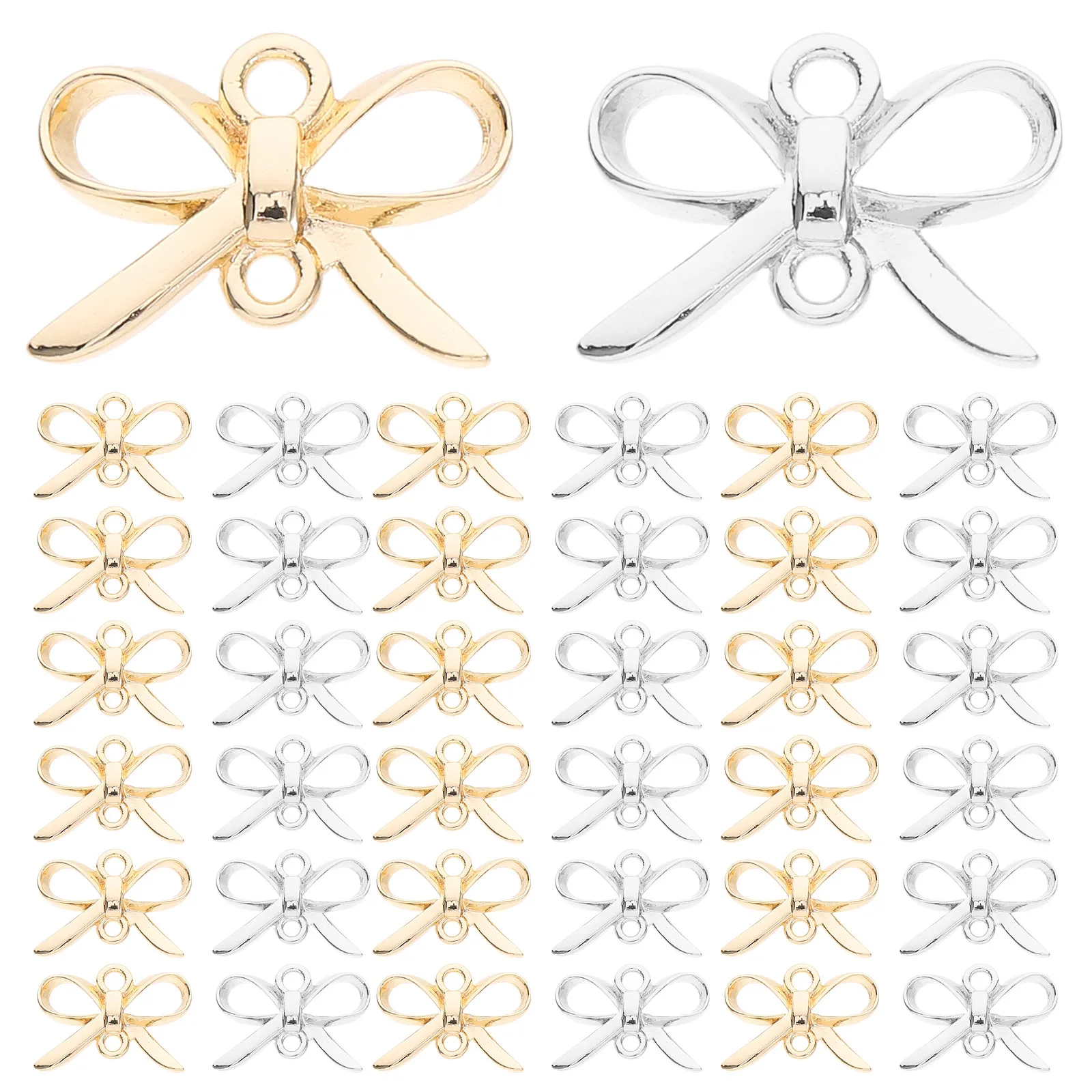 

50pcs Earring Accessories Bowknot Pendants Connector Charms Alloy Jewelry DIY Making Supplies Earrings Links Charm Beads