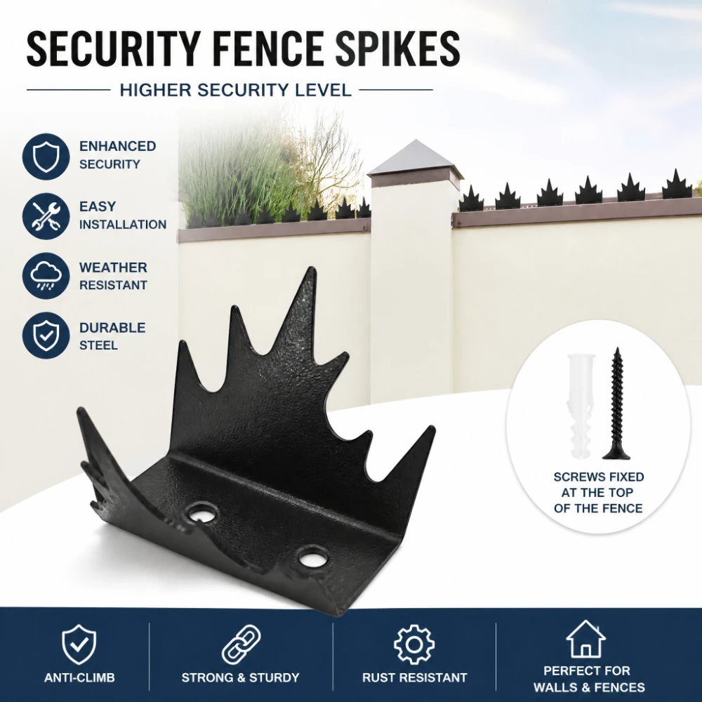 12Pcs Metal Anti-Climb Fence Security Spikes Intruder Deterrent Bird Pigeon Spikes for Yard Balcony Garden Outdoor Use