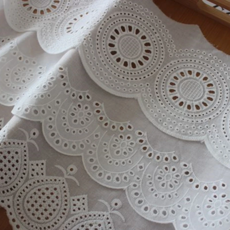 Einseitige Baumwollstickerei-Spitze, hochwertig, DIY-Kleidung, Rockkante, Vorhang-Zubehör, 10–12,5 cm Breite – Detail 6