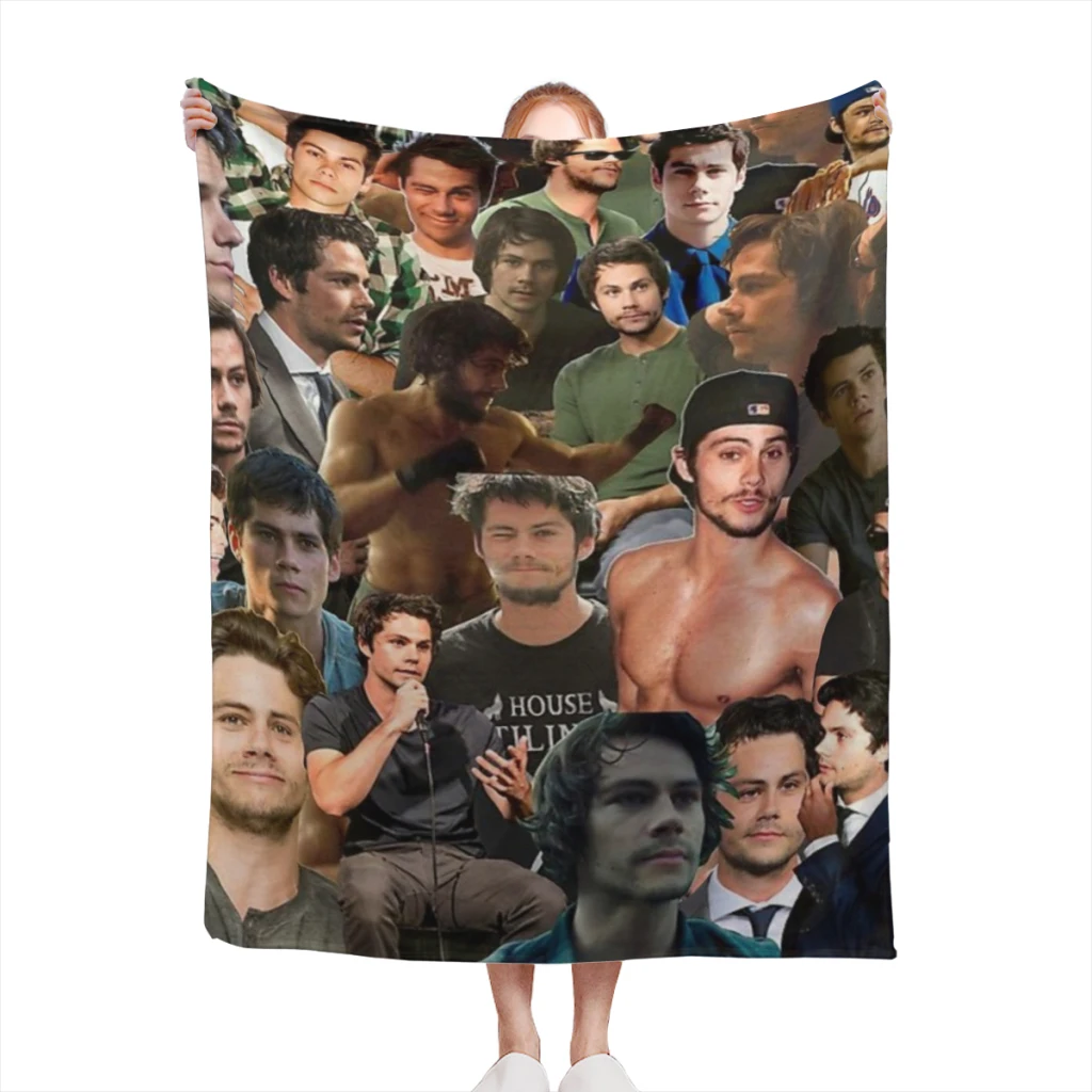 

Dylan O’Brien Photo Collage Blanket Flange Textile Decor Portable Super Soft Throw Blankets for Home Office Plush Thin Quilt