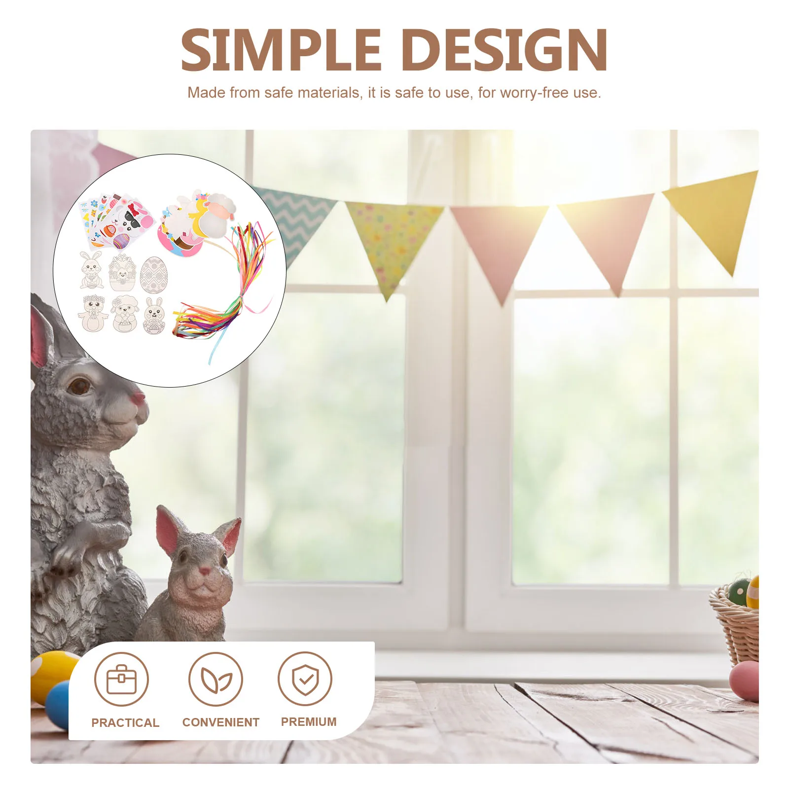 

1Set Easter DIY Art Card Sticker Kit for Children Craft Making Scene Decoration Educational Activity Parent Child Interaction