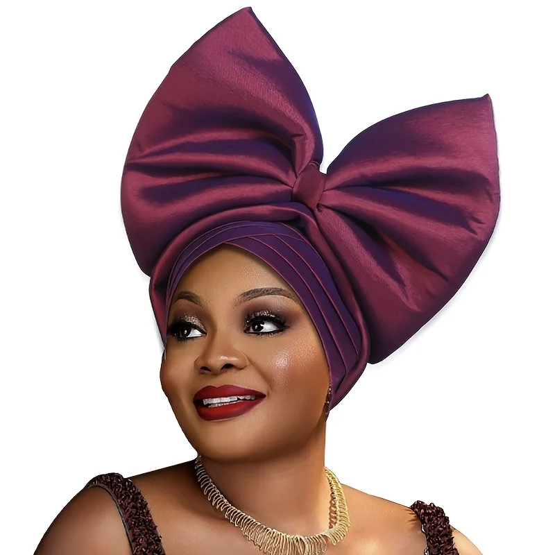 New Style, European and American Fashion, Retro, Simple Solid Color Large Bow, Heavy-Duty Bright Fabric Headwrap for Women, Available in Multiple Colors, Exquisite Workmanship, Unique Design, Suitable for Weddings, Gat