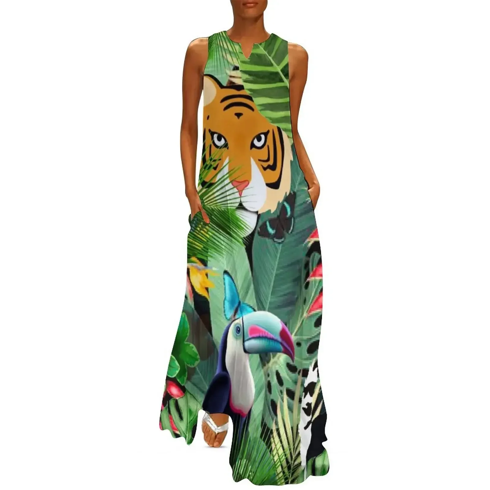 

Tropical Jungle Pattern Long Dress Long dress evening dress women's dresses luxury