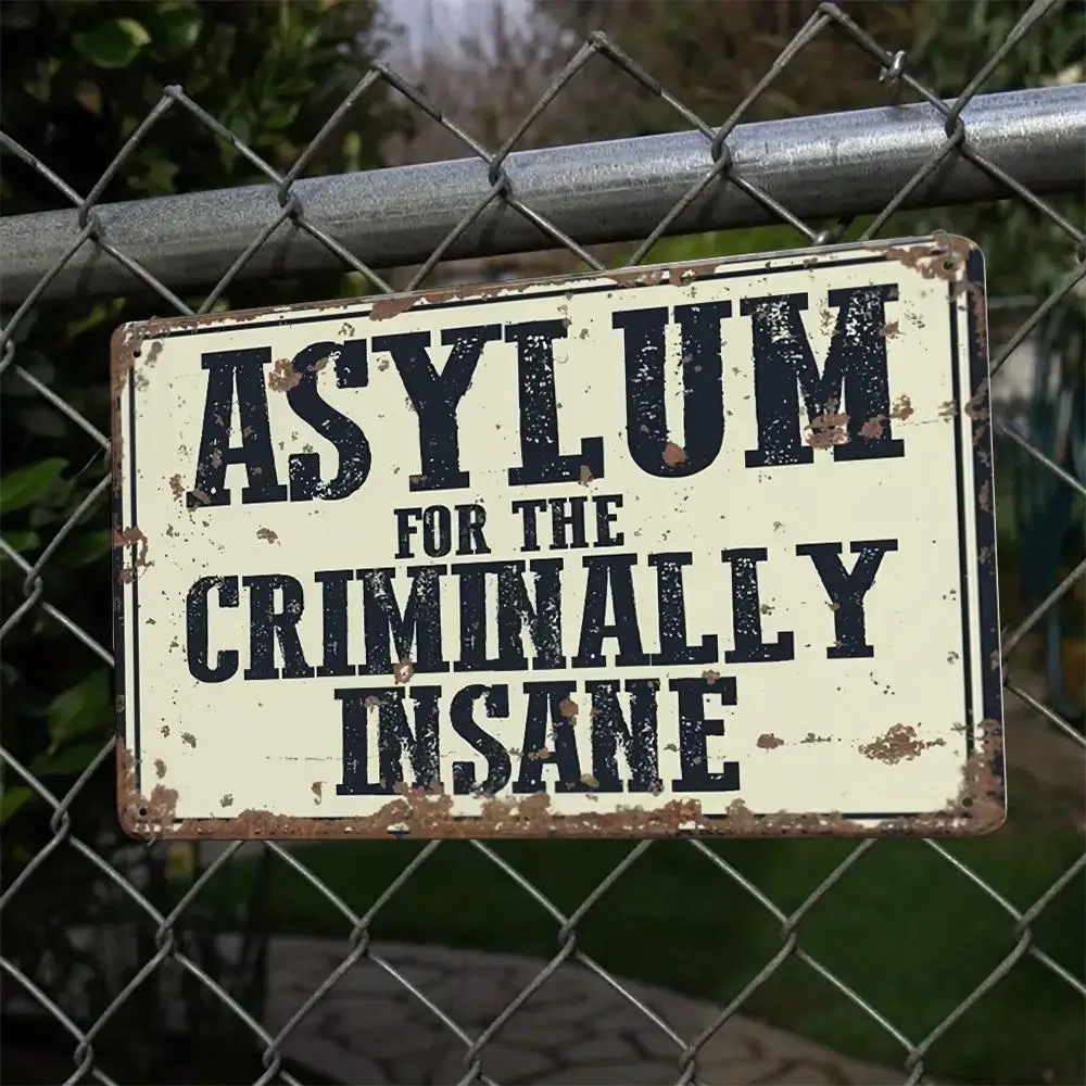 2D Flat, 2D Flat 1pc Asylum-Themed Vintage Aluminum Wall Sign 8*12 Inch - 