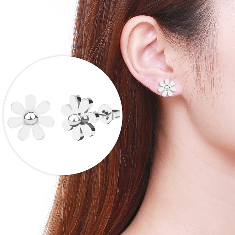 

Pair Stainless Steel Mini Daisy Earrings Flower Ear Studs for Girls Women Gift Happiness Jewelry Earrings