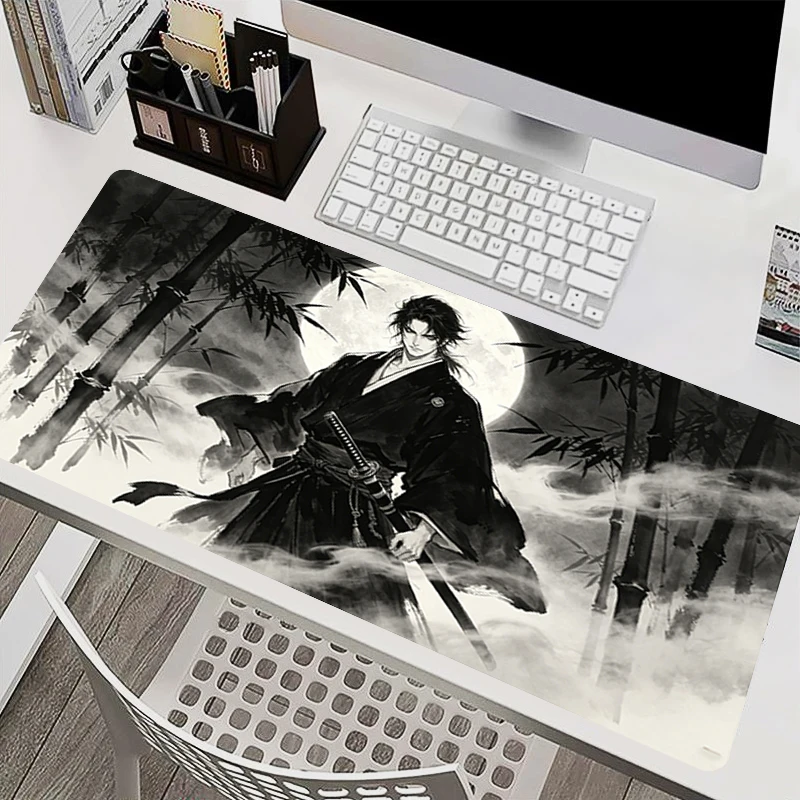 Hot selling Samurai Mouse Pads Professional Gaming Accessories Rubber Gamer Keyboard Desk Mat Black and white anime mousepads