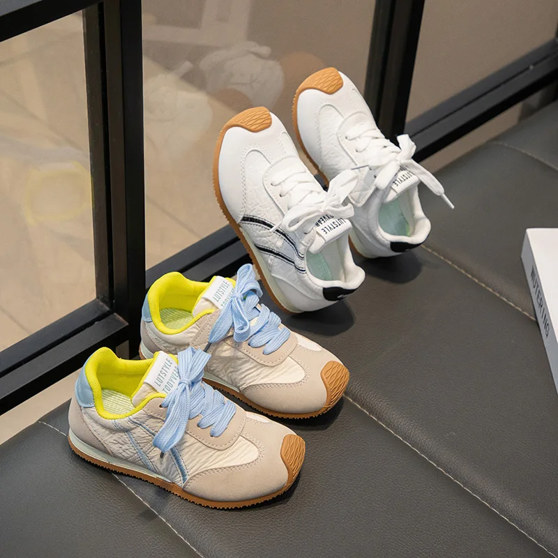 

Новинка 2024, детская лоскутная обувь, кроссовки на шнуровке для девочек, повседневная обувь для мальчиков, летние детские модные прогулочные кроссовки Детская Обувь