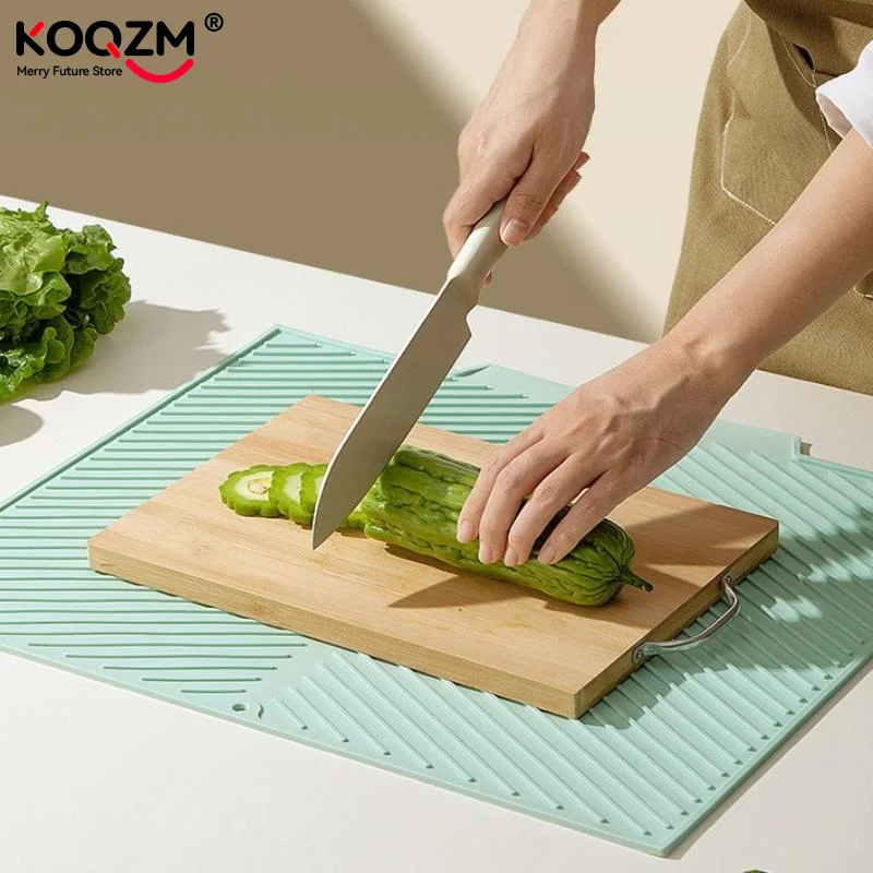 แผ่นรองซิลิโคนสำหรับคว่ำจาน แผ่นรองกันลื่น ที่รองจาน ที่รองโต๊ะ แผ่นรองกันความร้อนแบบพับได้ แผ่นรองกันลวก