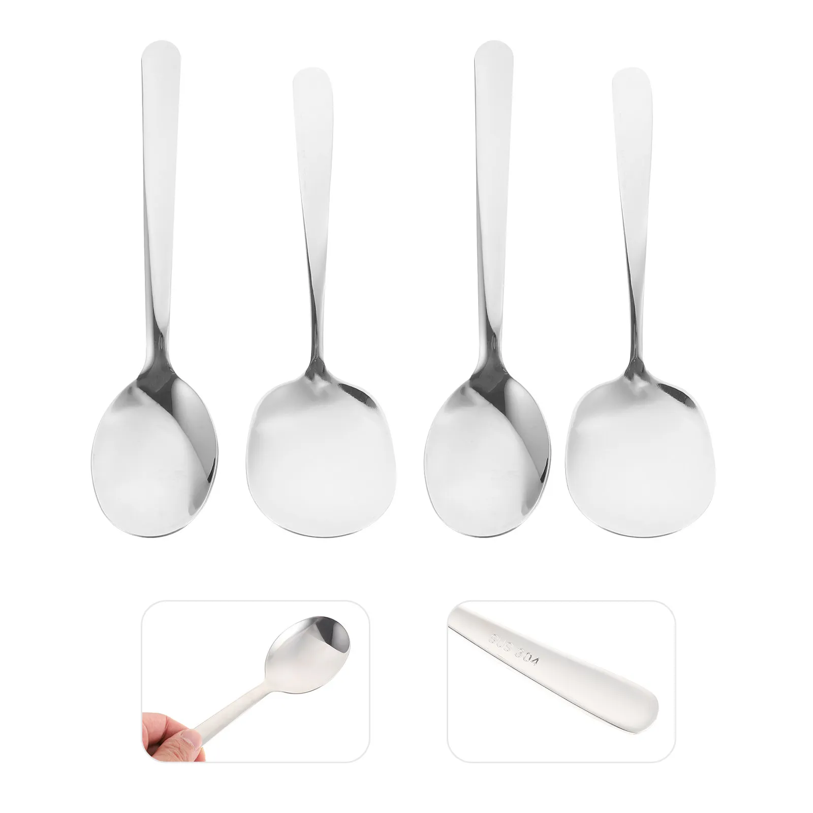 4Pcs Stainless Steel Rice Spatulas Large Serving Spoons Kitchen Supplies Hotel Restaurant Cooking Gadgets
