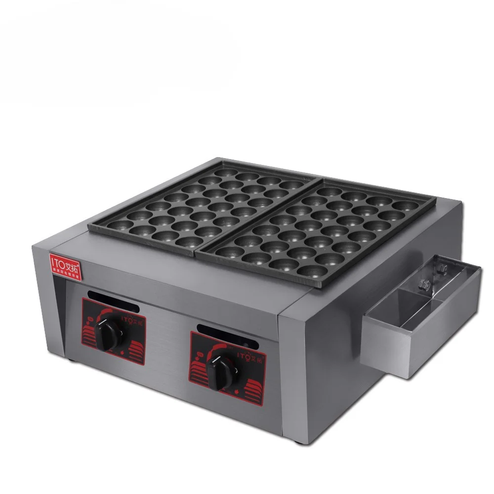 Commercial Automatic 2 Plates Gas Fish Pellet Takoyaki Cooking Machine