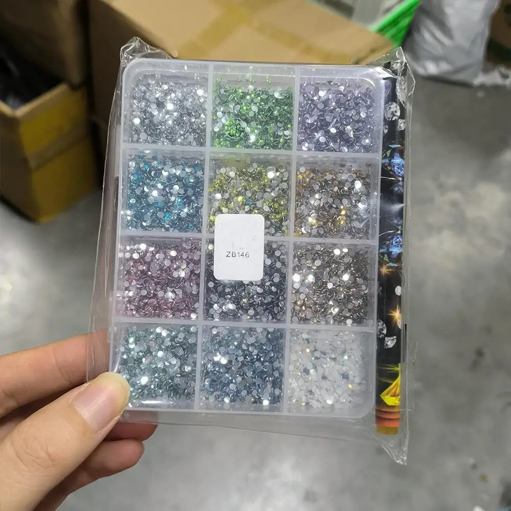 12 Siatek Kolorowych Okrągłych Cyrkonii do Paznokci 3D 2mm z Płaskim Spodem z Żywicy, Diamentowe Ozdoby do Paznokci & 1 szt. Szlifierka do Paznokci + Ostrzałka, Akcesoria do Paznokci