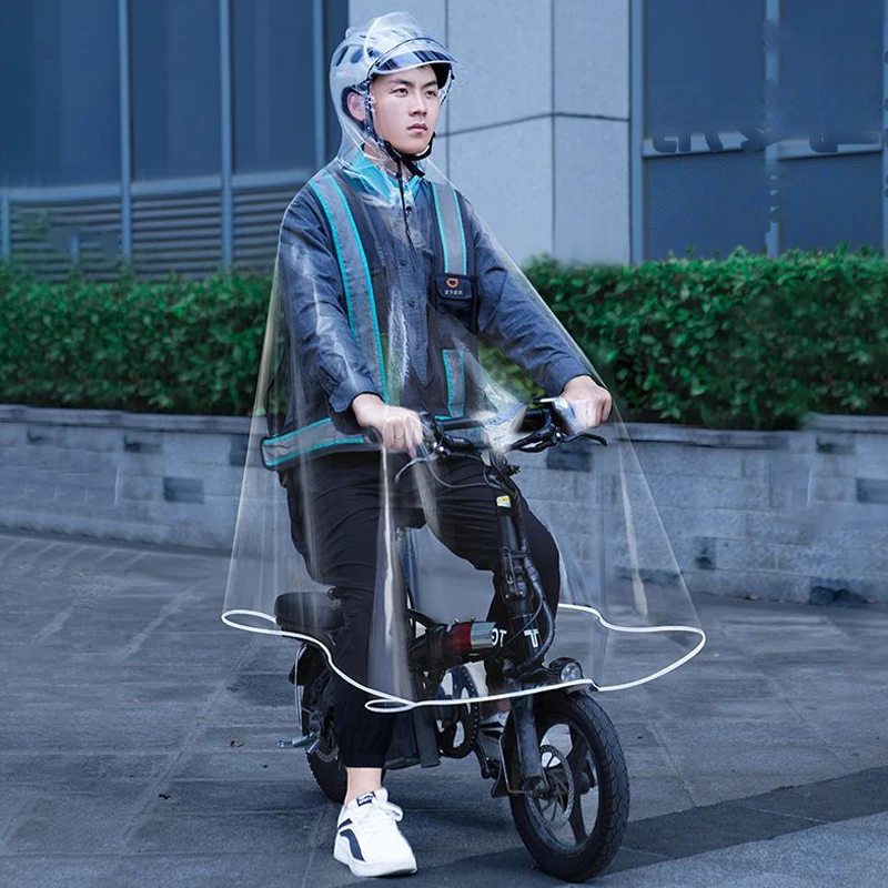 Cycling Rain Coat Jacket Capes Rain Poncho Hooded Mobility Scooter Rain Cover Motorcycle Transparent Long Full Body Waterproof