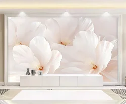 Custom pink flower photo mural light luxury  three-dimensional relief flower TV sofa background wall wallpaper  papier peint