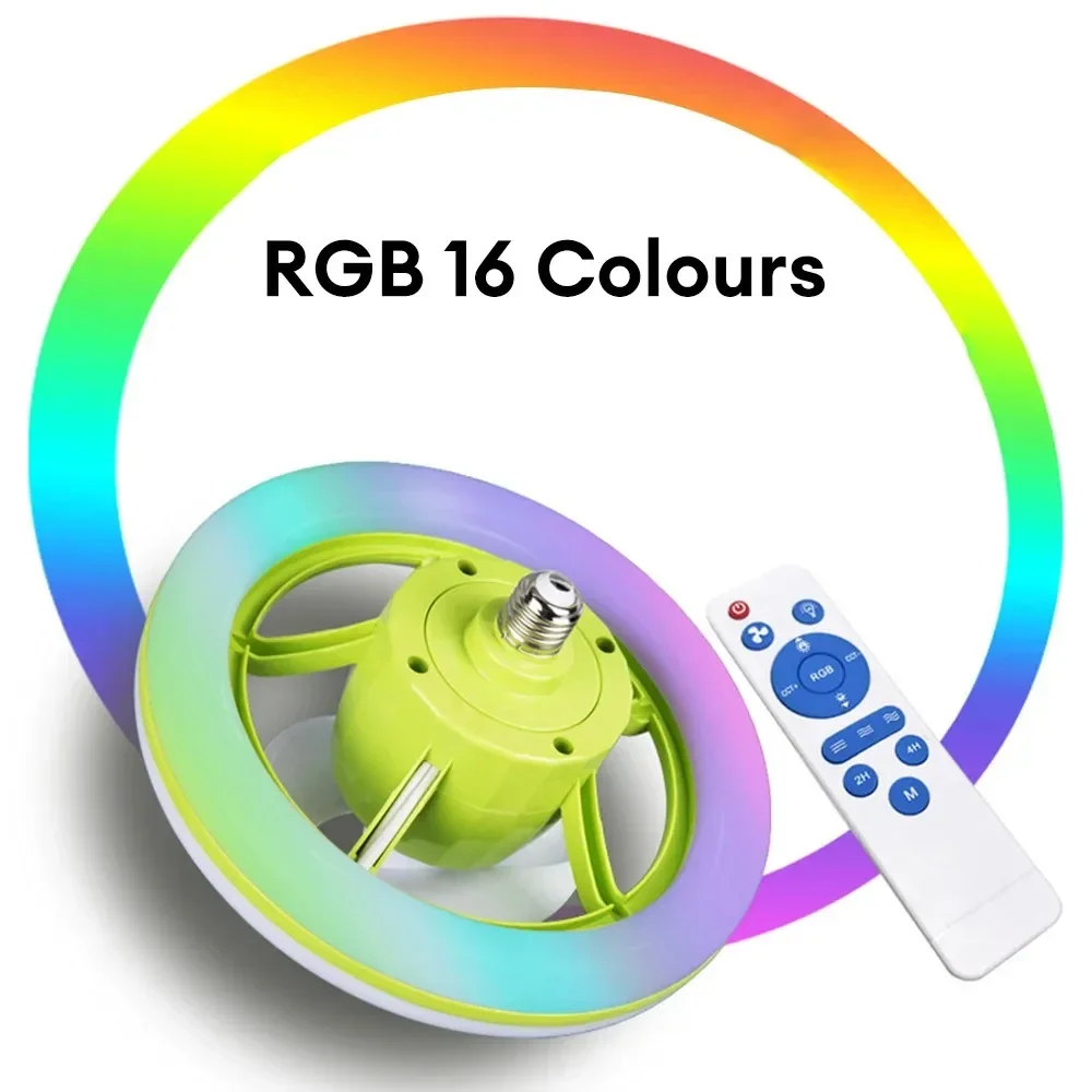 48W Rotatable Ceiling Fan Light 3-Speed E27 Socket Fan with Remote Control Timer Setting for Bedroom and Living Room