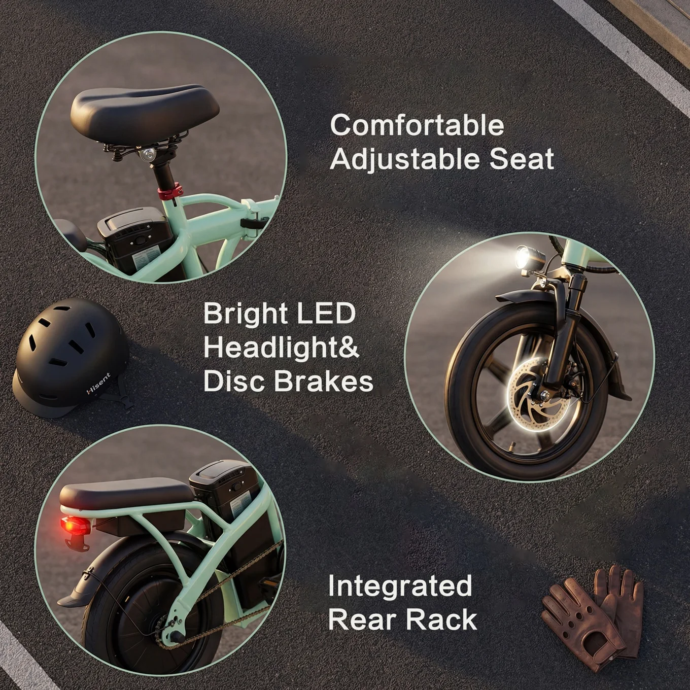 Hisent electric folding bike, 14 inches, 500W brushless motor, 48V 10AH/17.5AH battery available, different models.