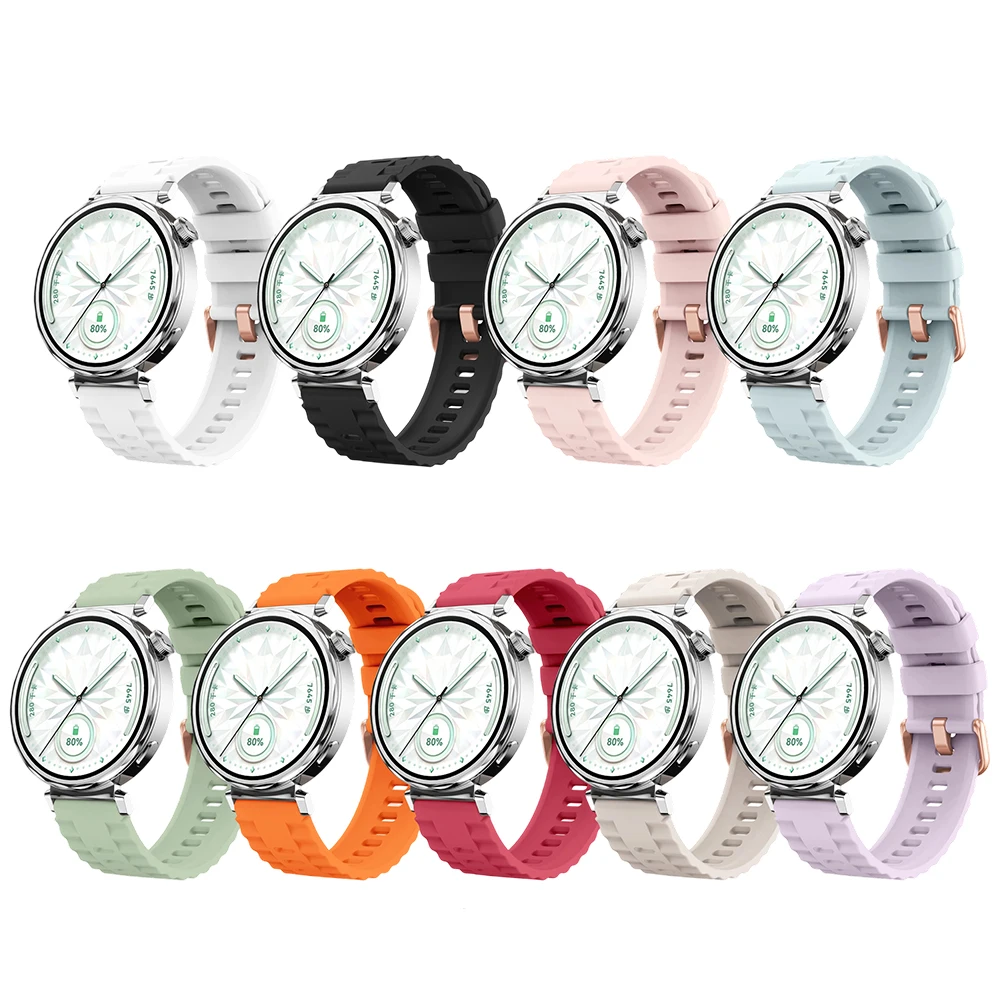 Ремешок с волнистой текстурой 18 мм для Huawei Watch 5 GT5 Pro 42 мм, модный резиновый ремешок для Huawei Watch GT5 GT4, 41 мм, ремешок с пряжкой из розового золота