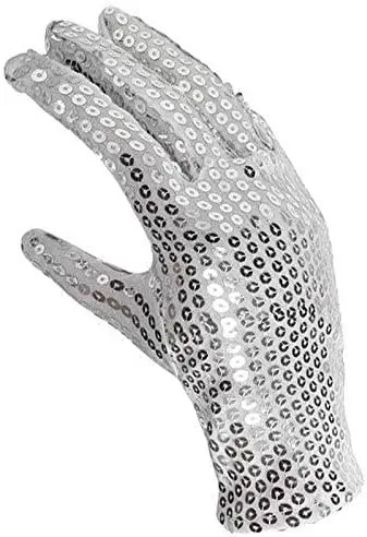 Skeleteen MJ Sequin Glove White Right Handed Glove Costume Accessory