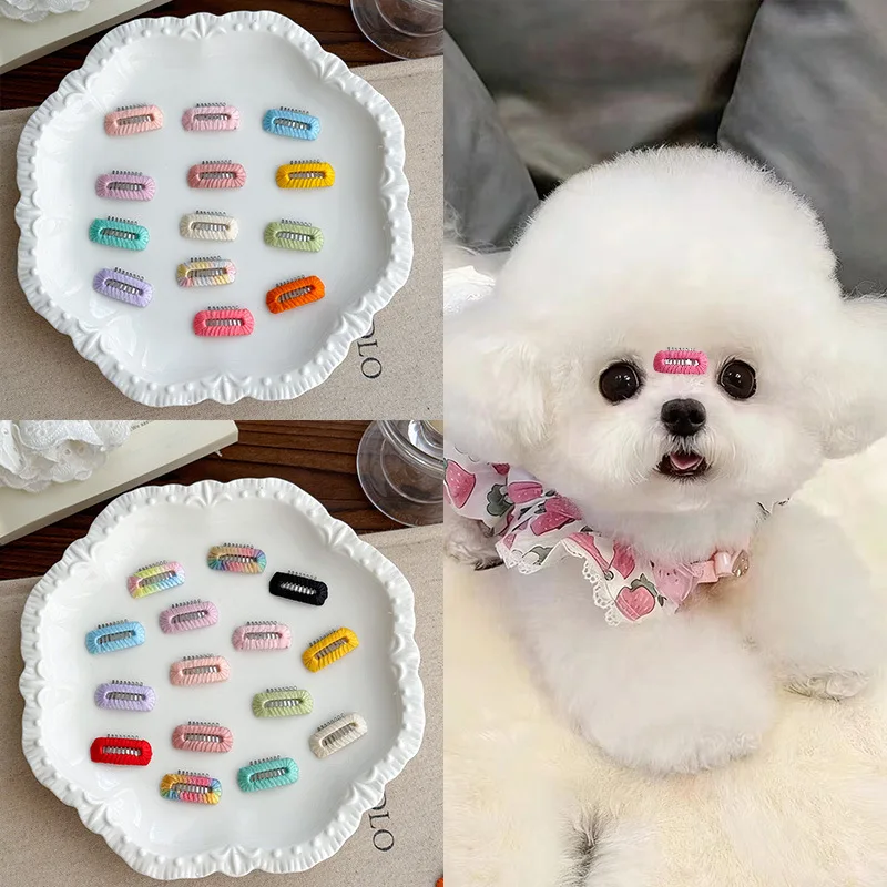 3 Stück 2,3 cm/3,2 cm quadratische Haarspangen für Hunde und Katzen – mehrfarbig, für kleine Hunde und Katzen, langlebiges Haustierzubehör für Welpen und Kätzchen – Detail 3