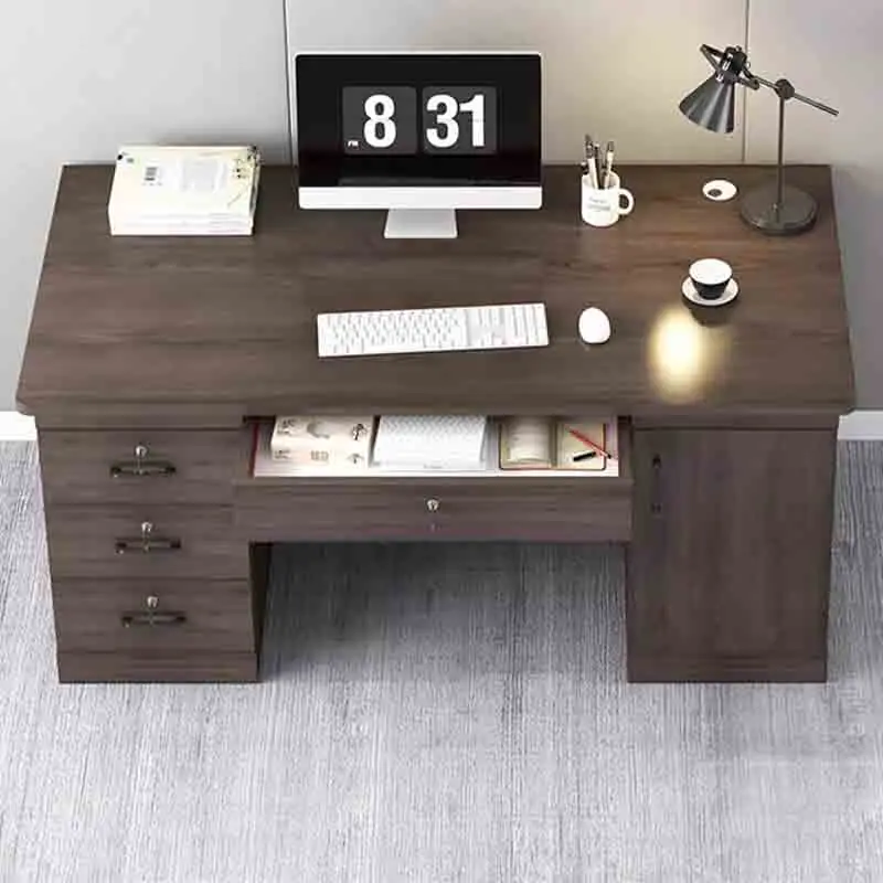 Wooden Bureau Office Desks Drawers Workbench Standing Storage Office Desks Multifunctional Reception Scrivania Room Furnitures