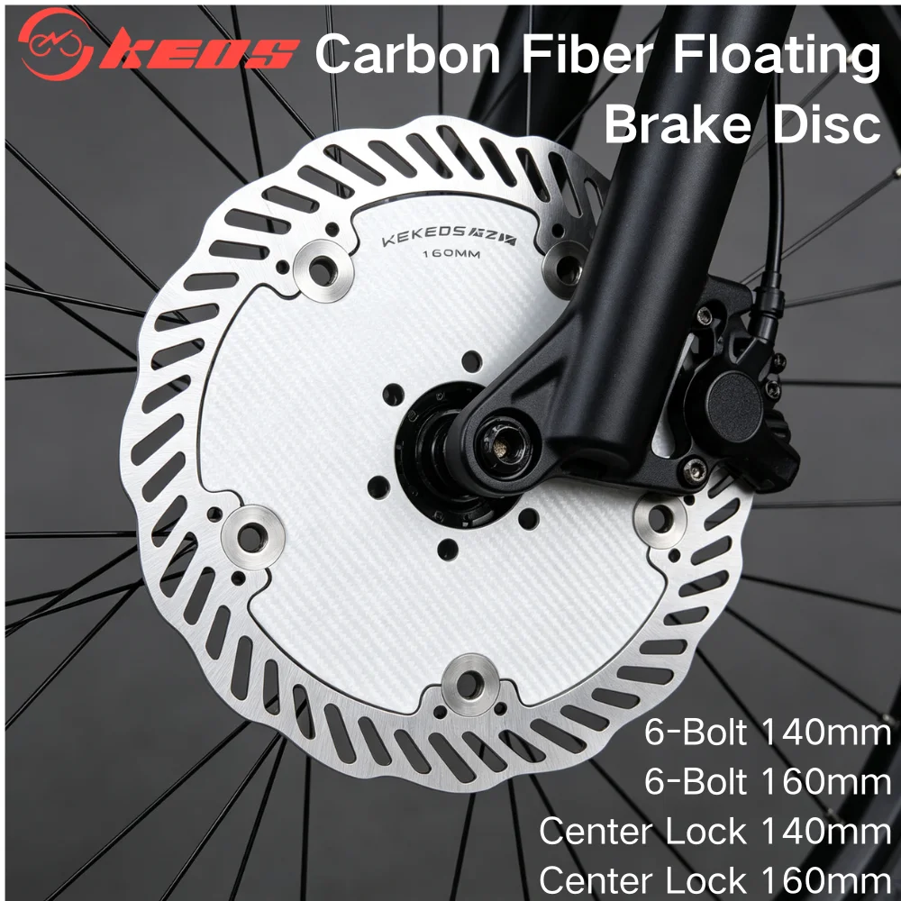 KEOS 140/160mmCarbon Fiber Brake Disc Super Lightweight RT56 RT64  MT800 Center Lock 6-Bolt Rotor for Mountain Cycling Brake Pad