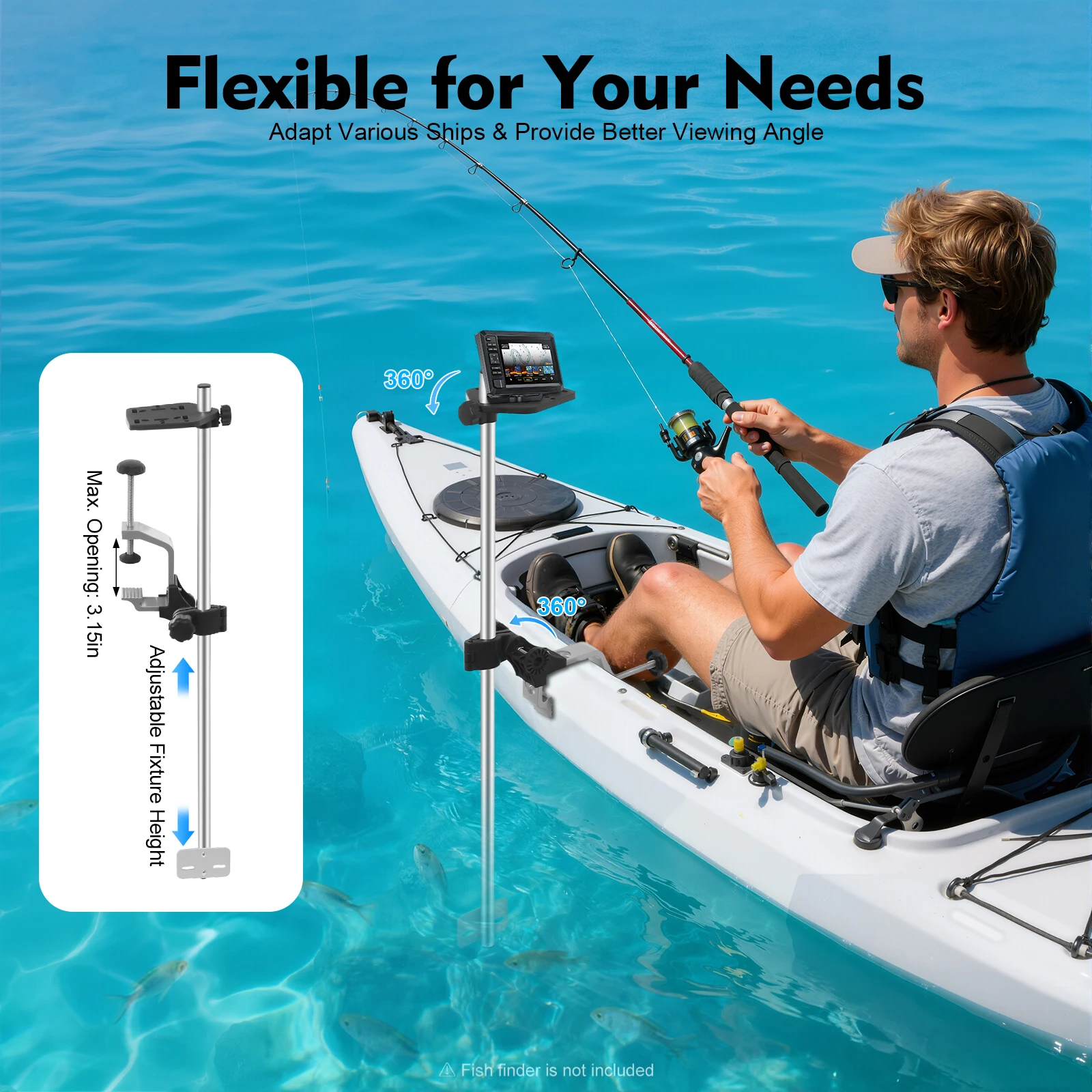 Support de transducteur de son - Fishing Kayak Fish Finder Mount avis et prix
