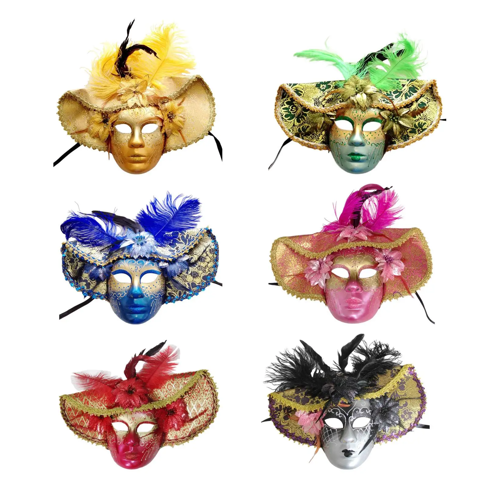 Masquerade Mask for Women Decorative Vintage Style Venetian Comedy Mask for Roles Play Festival Fancy Dress Show Mardi Gras